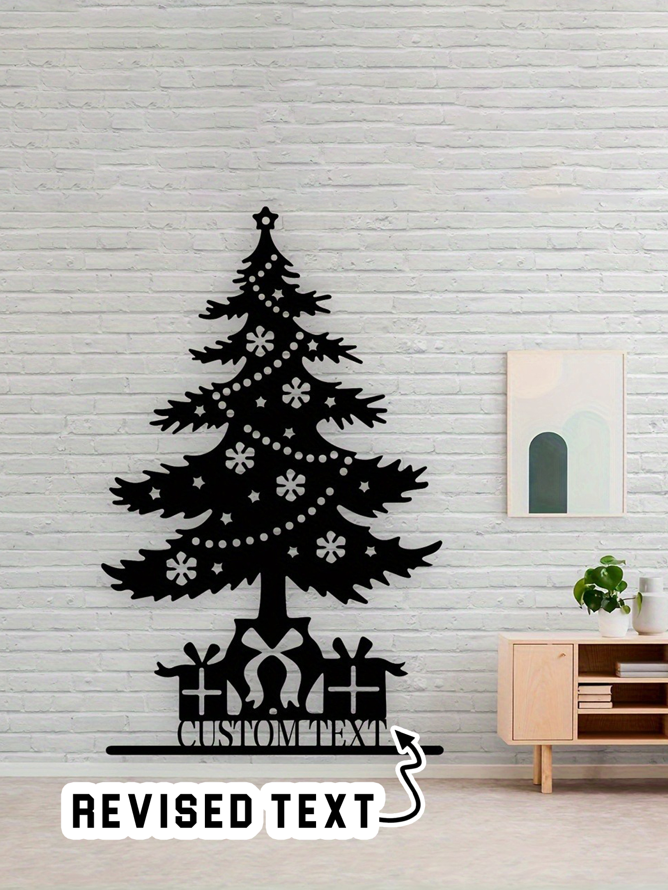 Holiday Metal Christmas Tree Decoration with Text
